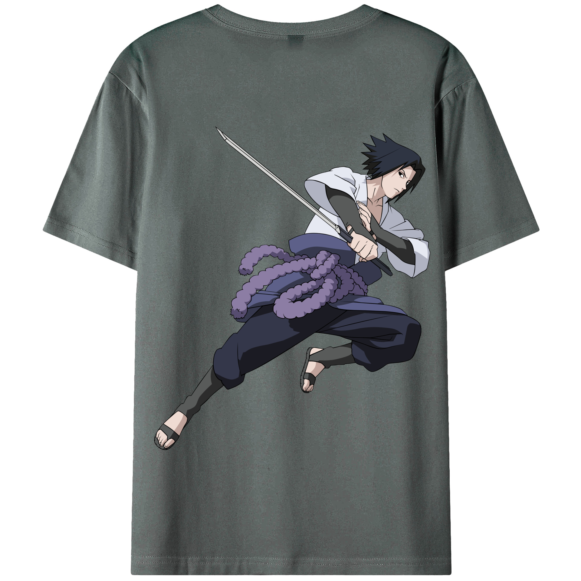 （画像用） NARUTO -ナルト- うちは サスケ Uchiha Sasuke 綿100％半袖Tシャツ（背面プリント）